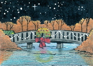 Christmas Bridge - Linocut