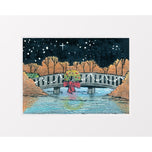 Christmas Bridge - Linocut