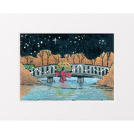 Christmas Bridge - Linocut